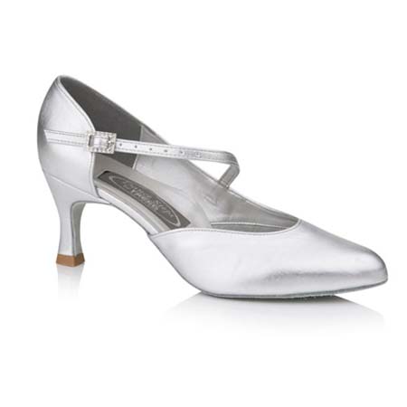 Open waist PU court shoe with closed toe - SILVER